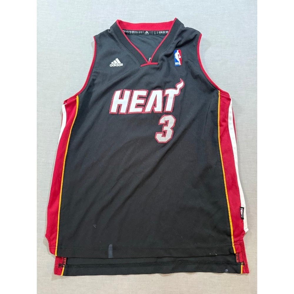 Miami Heat Dwyane Wade #3 Adidas Basketball Jersey Black Youth Large